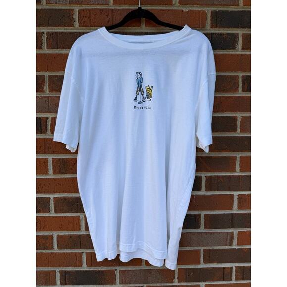 Life is Good "Drive Time" Golf T-Shirt Short Sleeve White Large - Picture 1 of 4